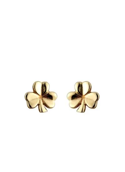 14ct Gold Shamrock Small Stud Earrings